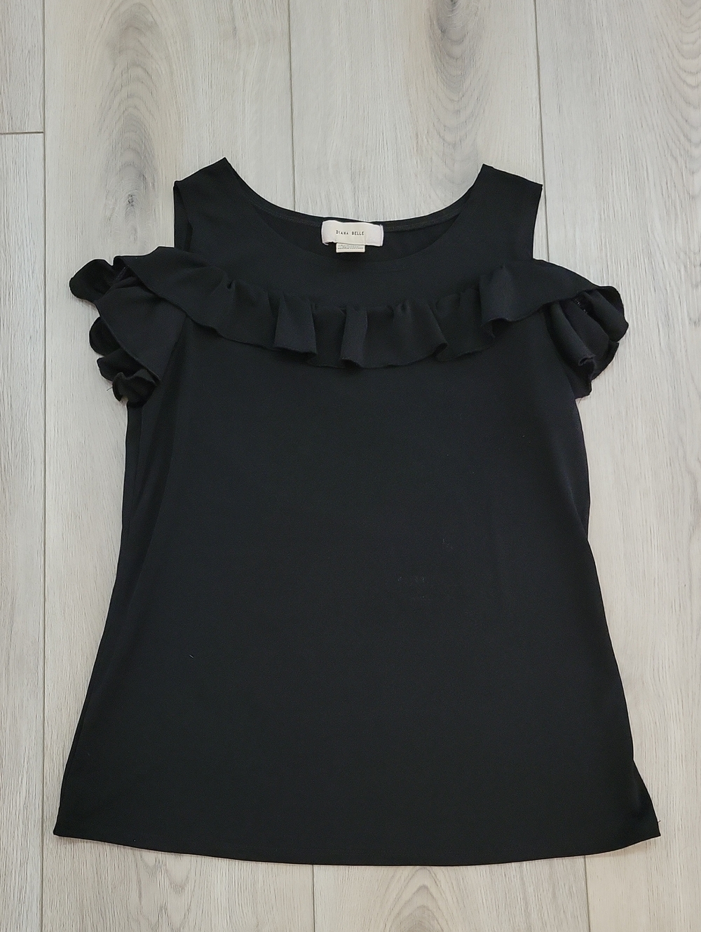 Diana Belle Black Ruffle-Trim Sleeveless Tank